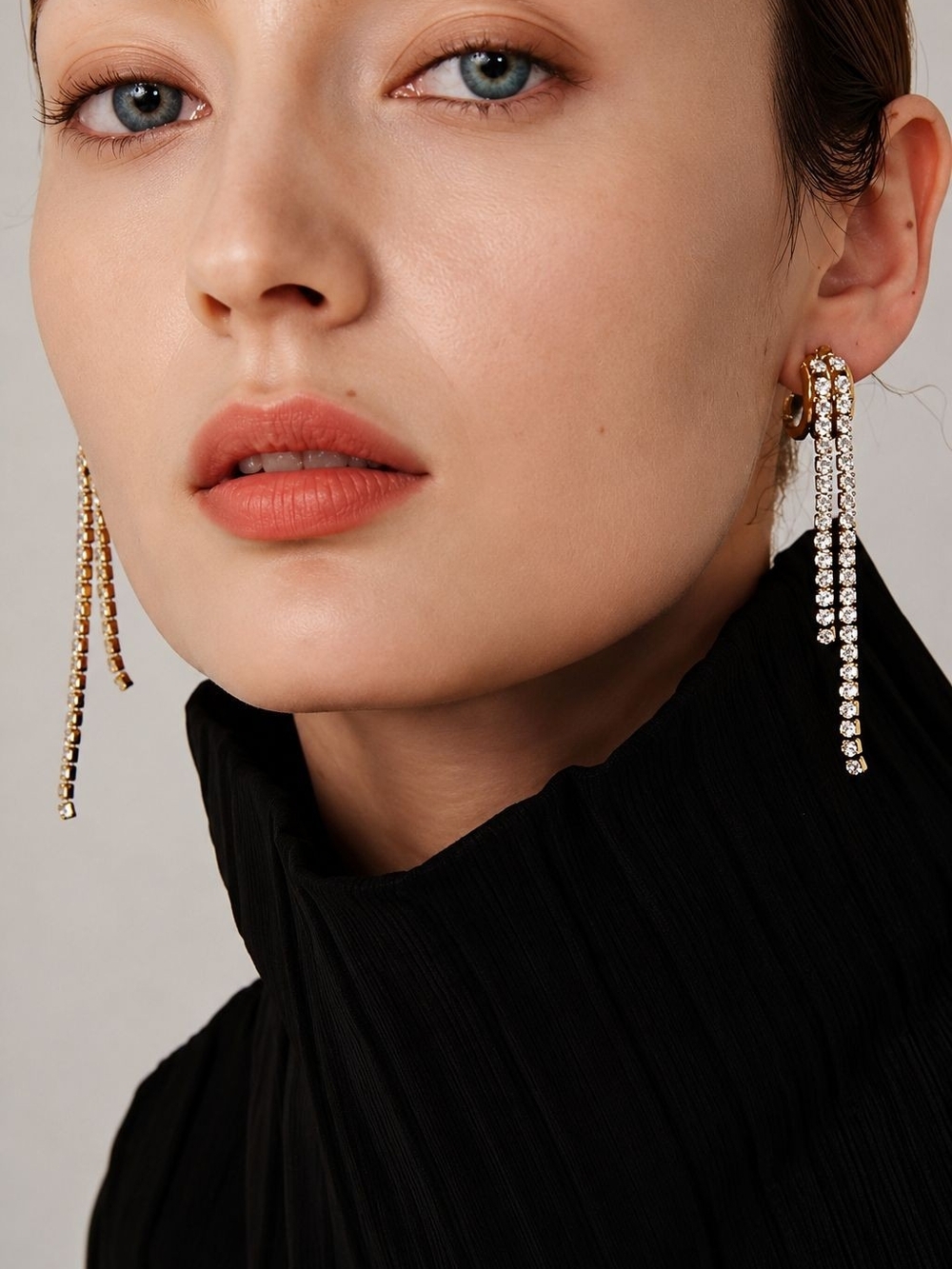 Gold Crystal Cascade Drop Earrings - Picture 3 of 6